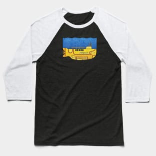 Beneath the Waves in Blue and Yellow Baseball T-Shirt